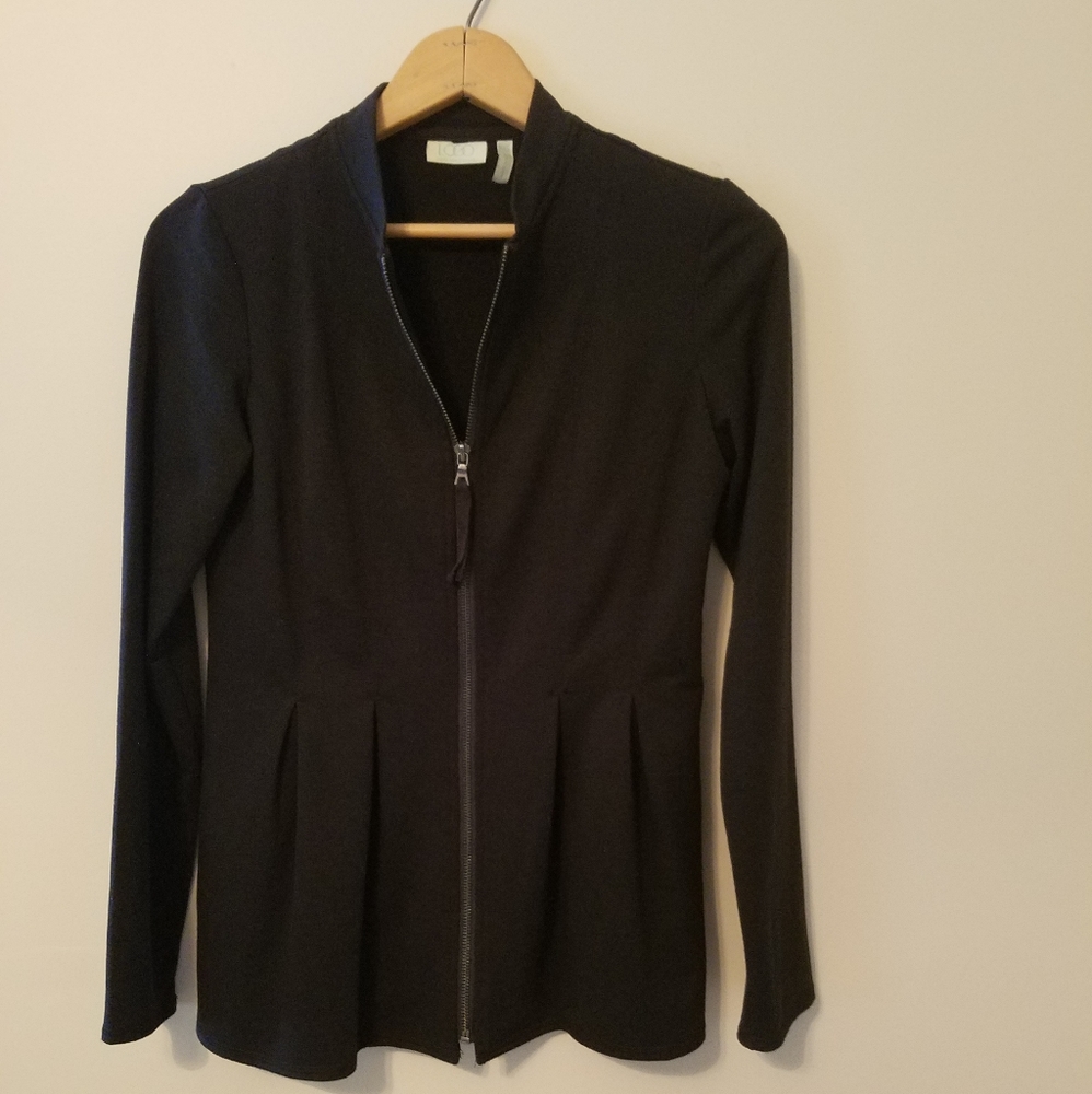 LOGO Lori Goldstein Lounge Black peplum jacket zip